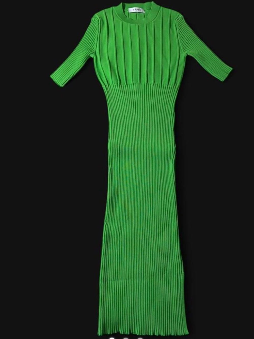 Frame Denim Vibrant Green Ribbed Knit Midi Dress
